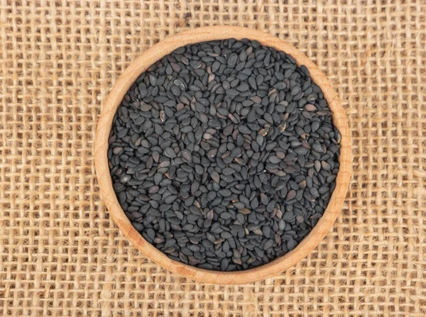 Black sesame in bowl — Stock Photo, Image