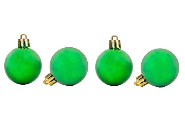 Чотири зелених різдвяний м'яч — стокове фото