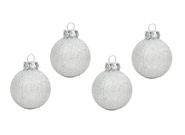 Four silver Christmas ball — Stock Photo, Image