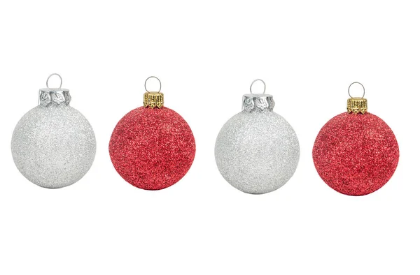 銀と赤のクリスマスボール — ストック写真