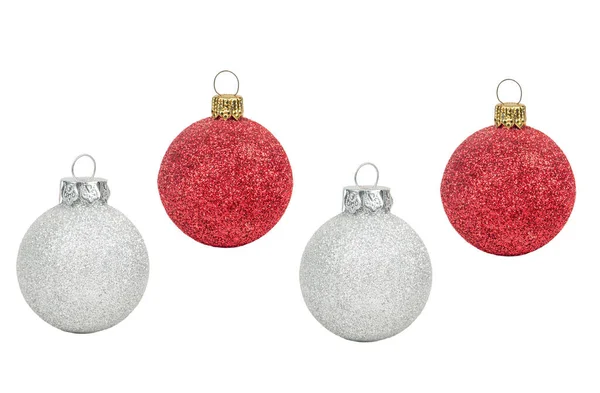 Silver and red Christmas ball — Stock Photo, Image