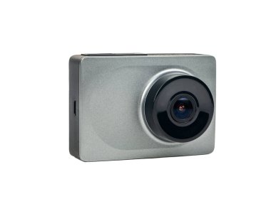 Gri araba video kaydedici beyaz arka plan üzerinde izole