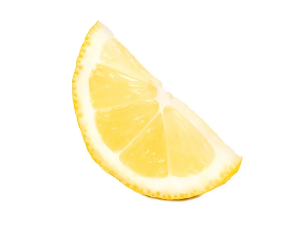 Красивий Шматочок Лимона Ізольований Білому Тлі — стокове фото