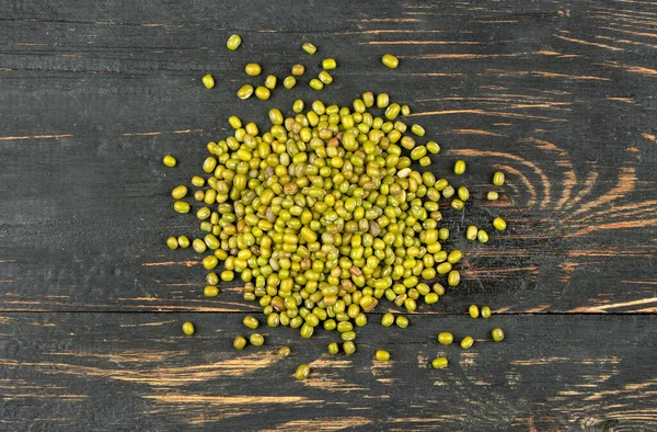 Bunch Green Mung Beans Wooden Background Top View — Stock Photo, Image