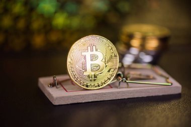 Fare kapanındaki bitcoin kavramı. Yatırım riskleri ve tehlikeleri