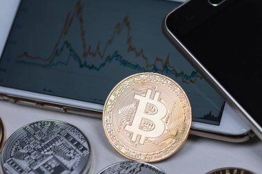 Bir dizi kripto para birimi. Bitcoin en önemli kripto akım olarak