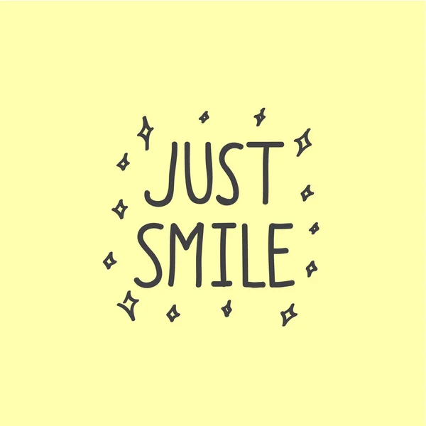 Expression calligraphique "juste sourire" sur fond jaune — Image vectorielle