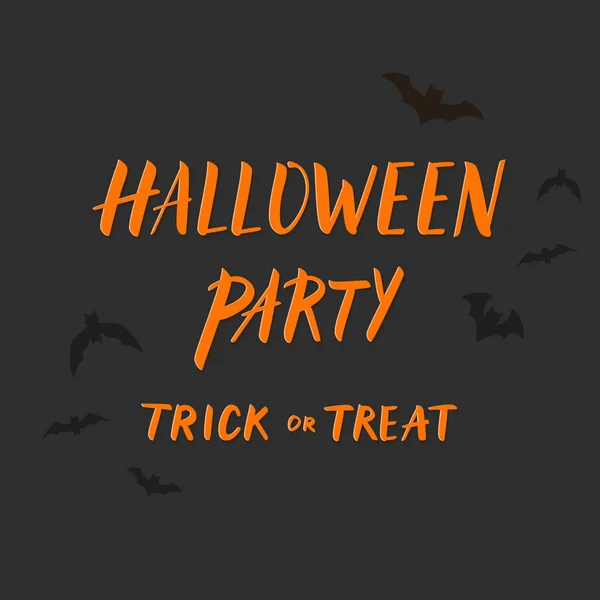 Diseño de banner para fiesta de Halloween con caligrafía y murciélagos voladores . — Archivo Imágenes Vectoriales