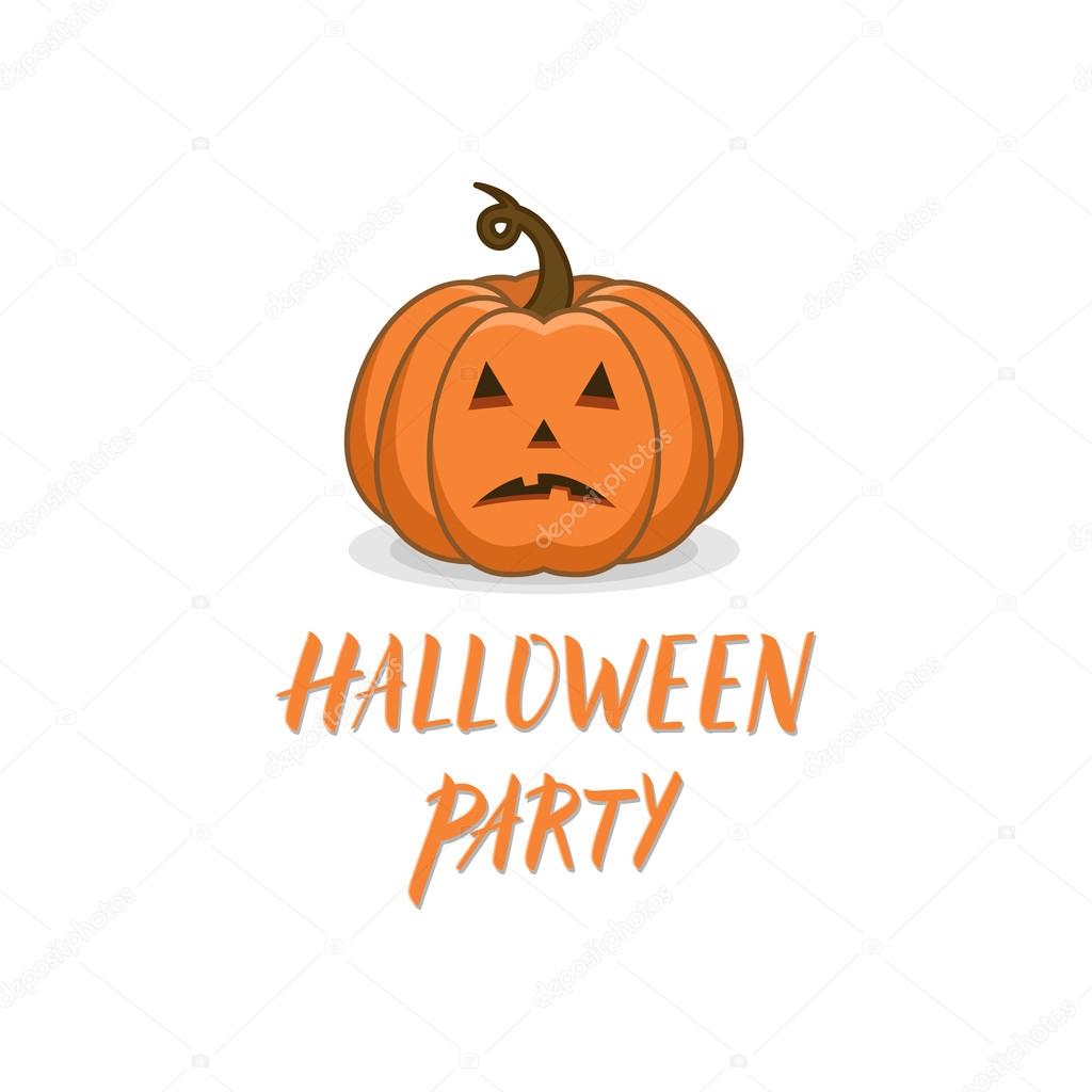 Halloween pumpking carved sadly face vector illustration