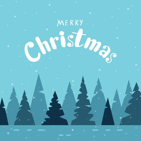 現代書道と冬の森 o メリー クリスマス カード — ストックベクタ