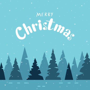 Modern hat ve kış orman o neşeli Noel kartı