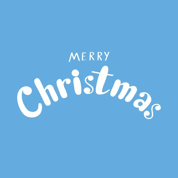 Hand written calligraphic phrase Merry Christmas on blue background — Stock Vector