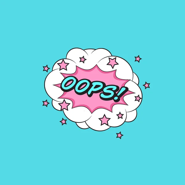Classico adesivo discorso fumetti OOPS! con bolla nuvolosa e s — Vettoriale Stock