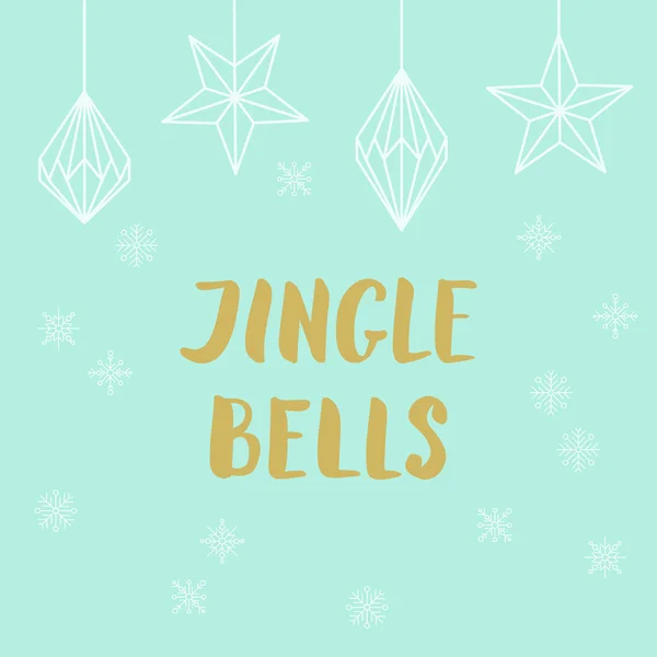 Altın harflerle Jingle bells Noel süsleri turkuaz tarih ile — Stok Vektör