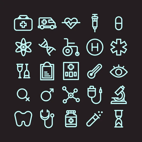 Set di icone vettoriali per medicina e farmacia realizzate in stile artistico in linea . — Vettoriale Stock