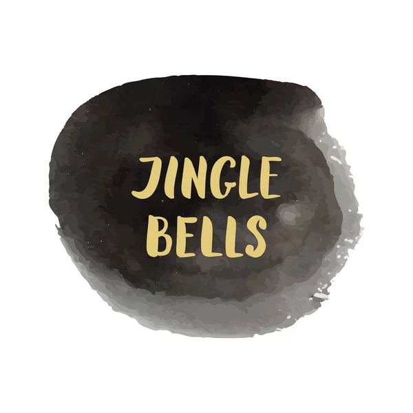 Aquarell-Spritzer und goldene kalligrafische Phrase Jingle Bells — Stockvektor