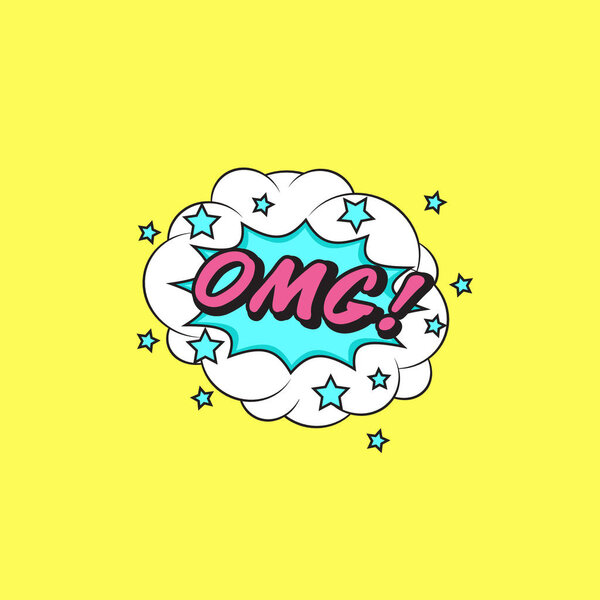 Comics style vector sticker OMG!