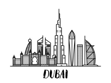 Dubai yatay çizgi sanat illüstrasyon ile modern yazı dikdörtgen
