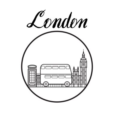 Londra şehir hat sanat gezi illüstrasyon modern yazı ile