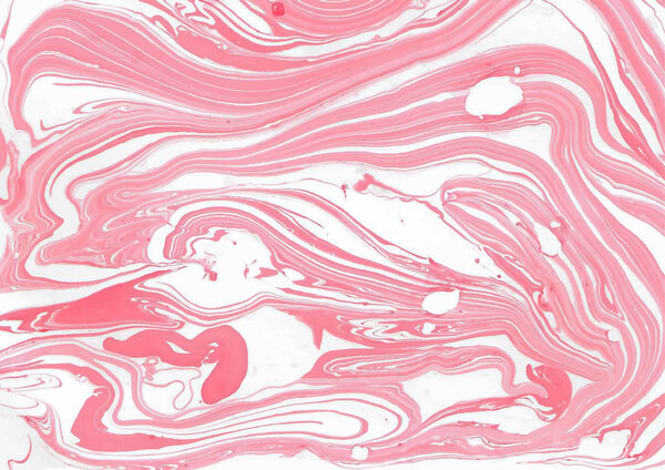 Marbled abstract design in white and pink colors rectangular composition