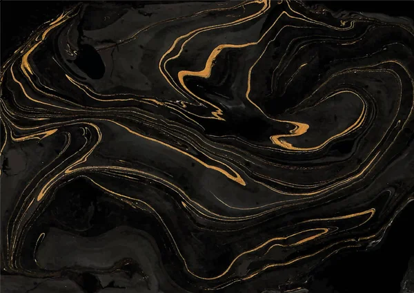 Diseño abstracto de mármol en colores dorado y negro composición rectangular — Vector de stock