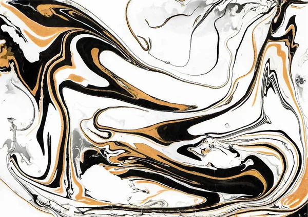 Diseño abstracto de mármol en colores negro-blanco-dorado composición rectangular — Vector de stock