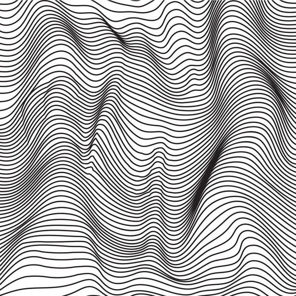 Blanco y negro ondas abstractas 3d efecto vector de fondo — Vector de stock