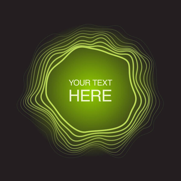 Futuristic abstract circles frame on neon green light background