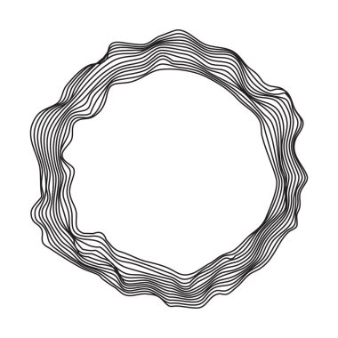 Siyah ve beyaz soyut anahat daire şablonu.