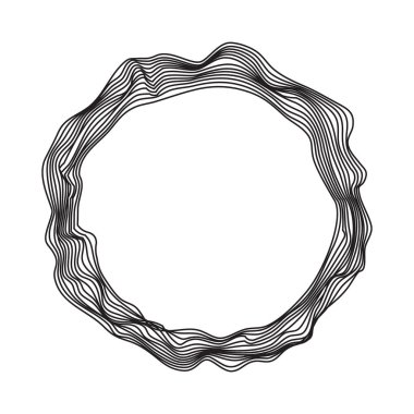 Siyah ve beyaz soyut doğrusal daire şablonu.