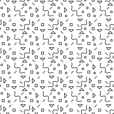 Basit şekiller seamless modeli. Siyah ve beyaz geometrik desen