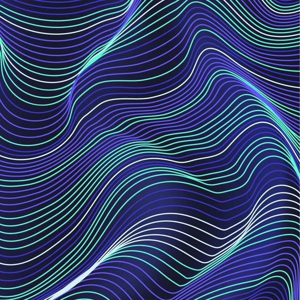 Fondo de ondas abstractas, textura textil, composición cuadrada . — Vector de stock