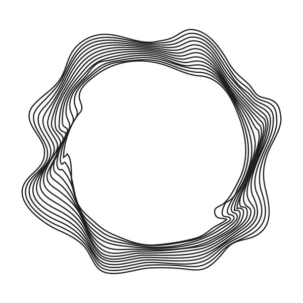 Zwart-wit abstracte golvende cirkel sjabloon. — Stockvector