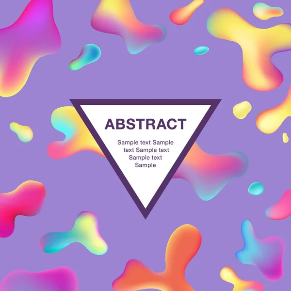 Driehoek sjabloon voor uw design met vloeiende kleurrijke vormen op violette achtergrond — Stockvector