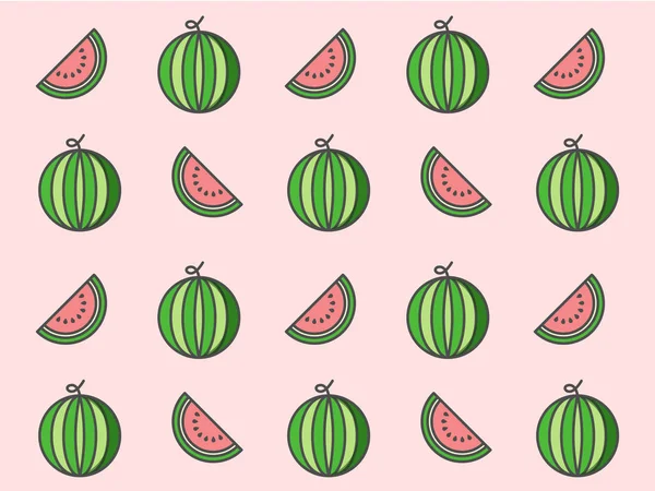 Wassermelone wiederholt Muster auf rosa Hintergrund — Stockvektor