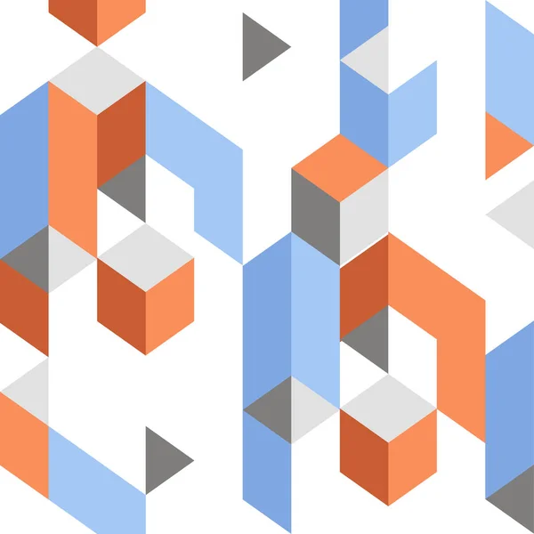Isometrische vormen ontwerpen achtergrond met grijs, blauw en oranje kleuren. — Stockvector