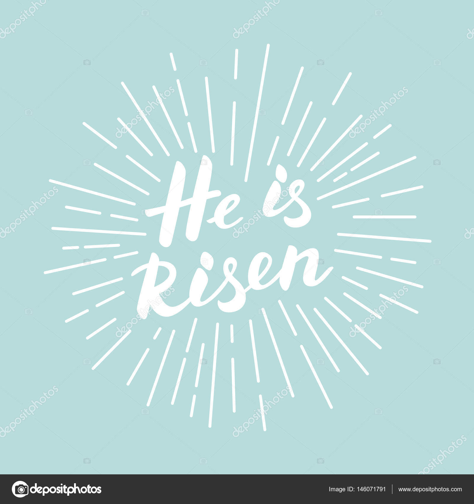 He is risen! Modern white lettering for Easter poster. Stock Vector