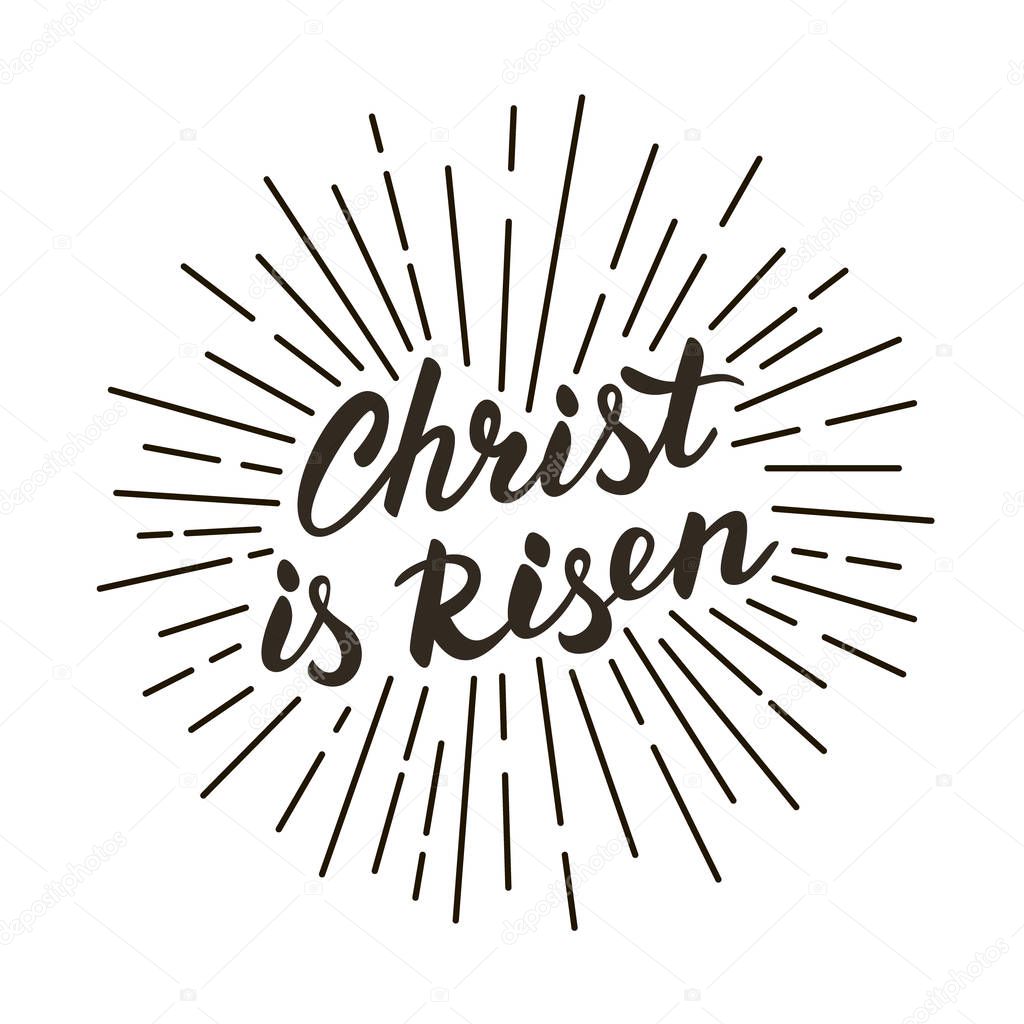 Christ is risen! Modern black and white lettering poster.