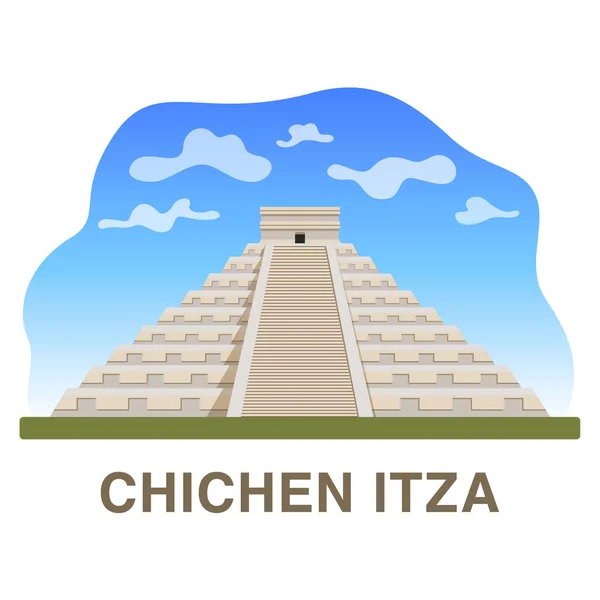 Uma das novas 7 maravilhas do mundo: Chichen Itza — Vetor de Stock