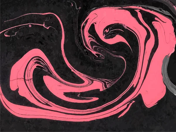 Fondo jaspeado con ondas rosas abstractas sobre negro. Vector fondo jaspeado . — Vector de stock