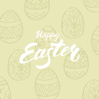 Mutlu Paskalyalar! Sarı zemin üzerine modern kaligrafi pharase 
