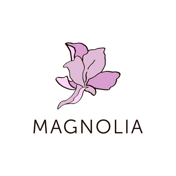 Bosquejo de flores de Magnolia coloreado en rosa v.8 — Vector de stock