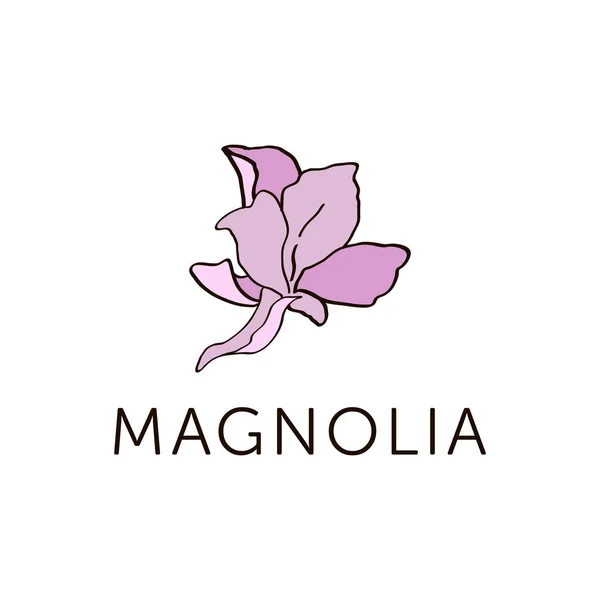 Bosquejo de flores de Magnolia coloreado en rosa v.6 — Vector de stock