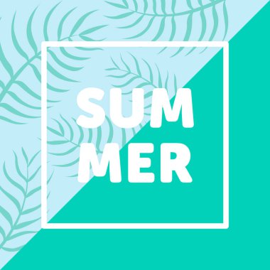 Yaz poster palm ile minimalist tarzda backgrou üzerinde bırakır