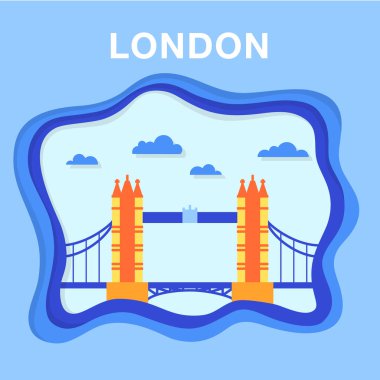 Gazetede yapılan ünlü Londra Köprüsü illüstrasyon stil kesim.