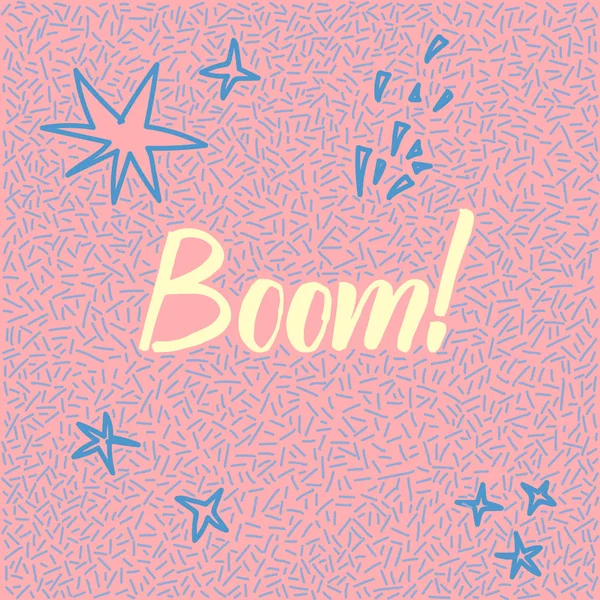 Lijntekeningen hand getrokken doodle met moderne kalligrafie woord Boom! — Stockvector