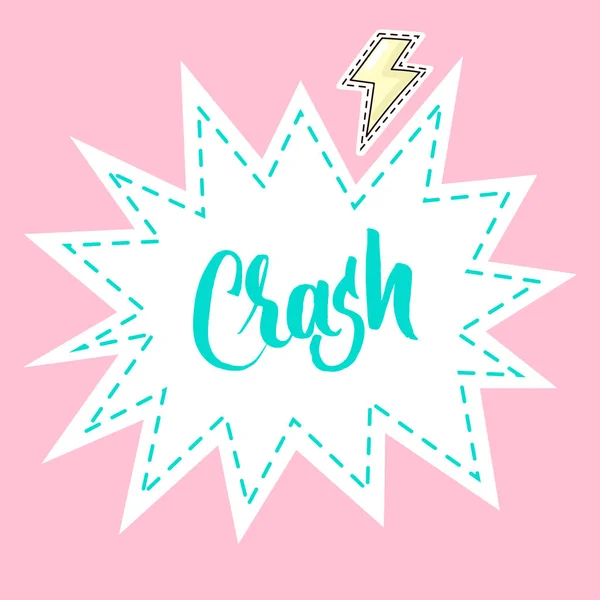 ¡Lettering CRASH! con pegatina de rayo — Vector de stock