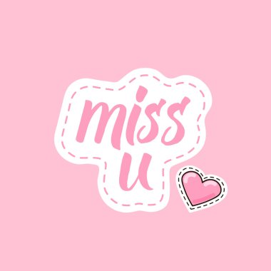 Yazı ile pembe kalp etiket özledim