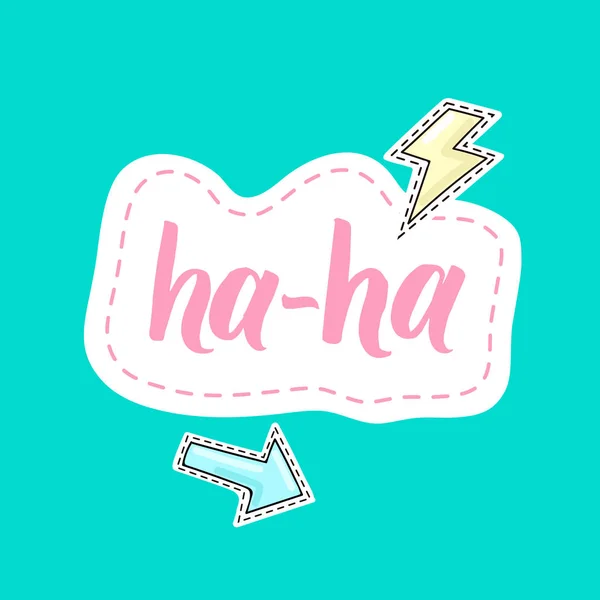 Belettering ha-ha met pijl en bliksem stickers — Stockvector