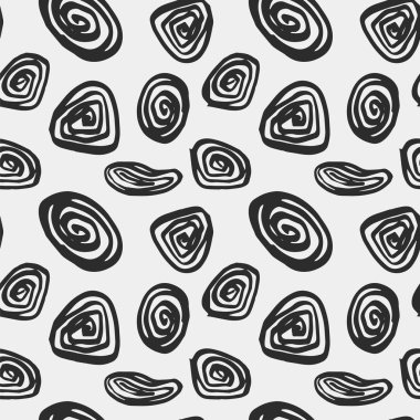 Elle çizilmiş basit şekiller Dikişsiz desen gri renklerde 